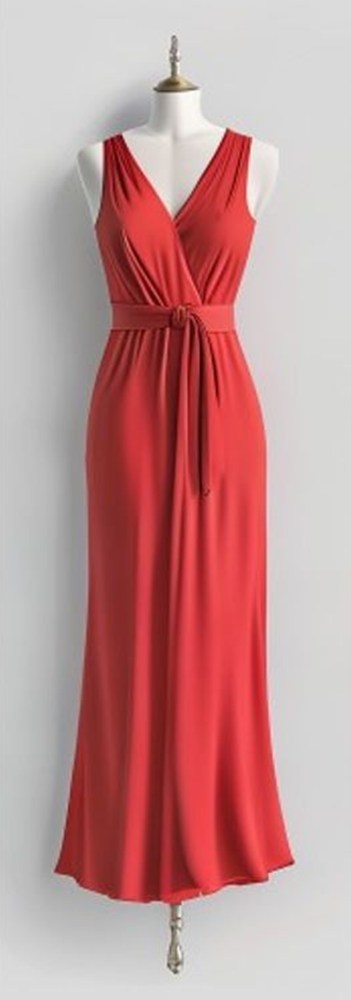 Red Wrap Midi Dress - front view