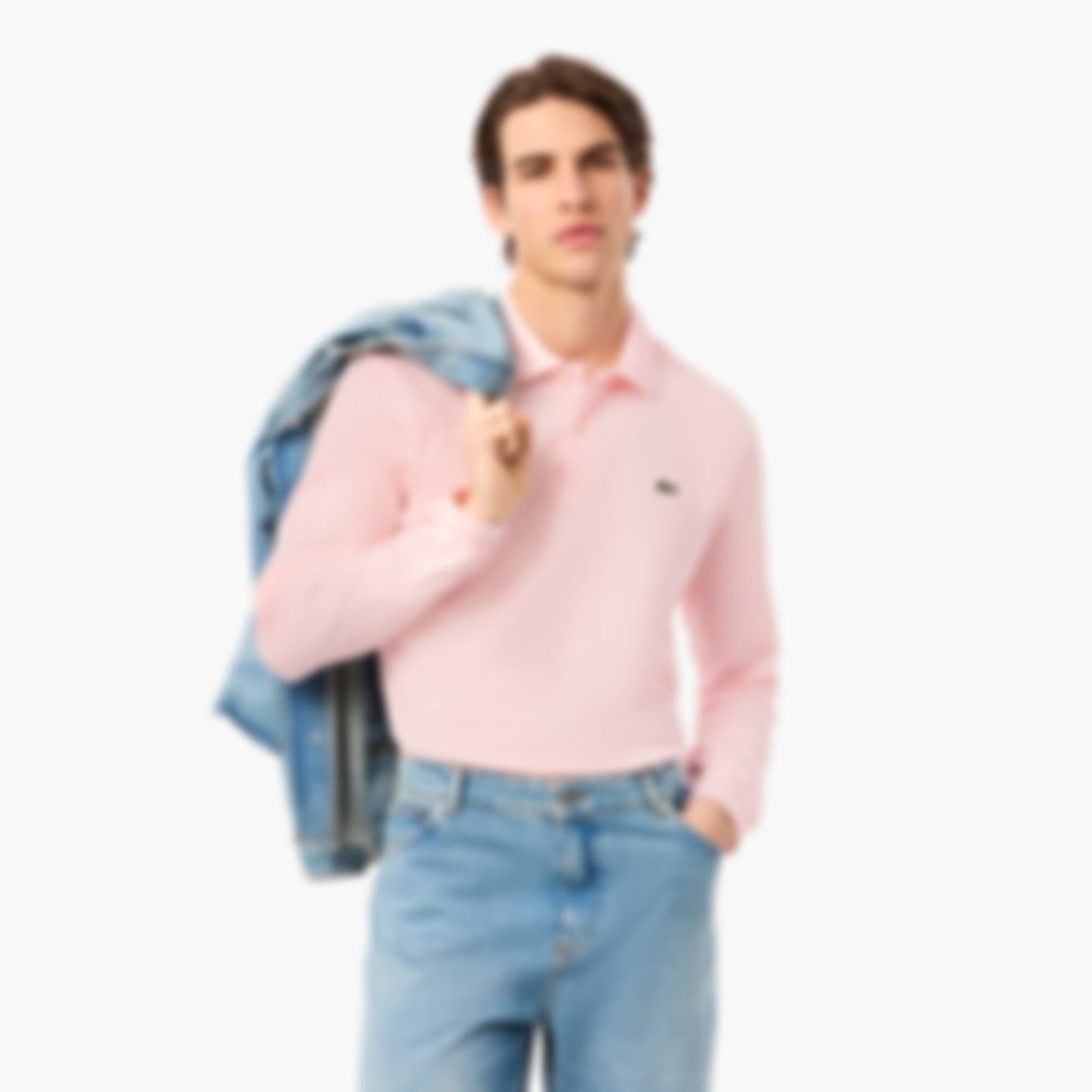 Men's Classic Fit Long Sleeve L.12.12 Polo - Light Pink