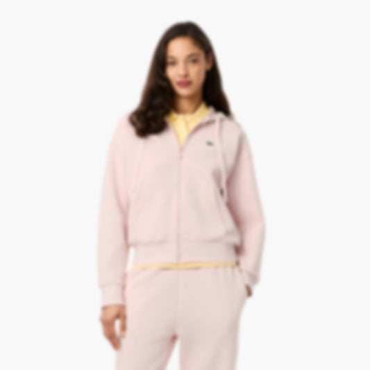 Women's Zip-Up Piqué Hoodie - Light Pink