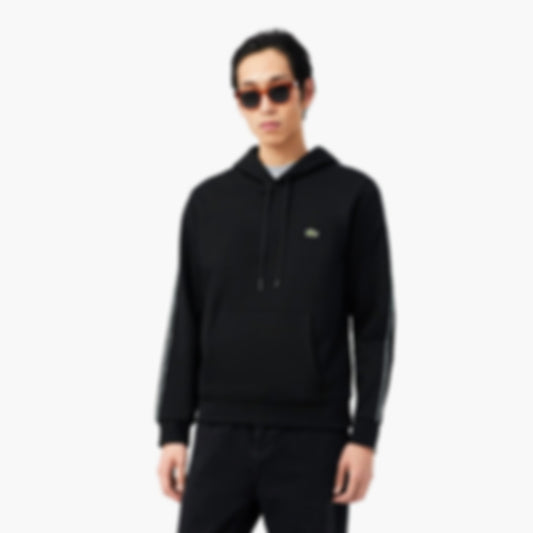 Logo Stripe Zipped Hoodie - Black