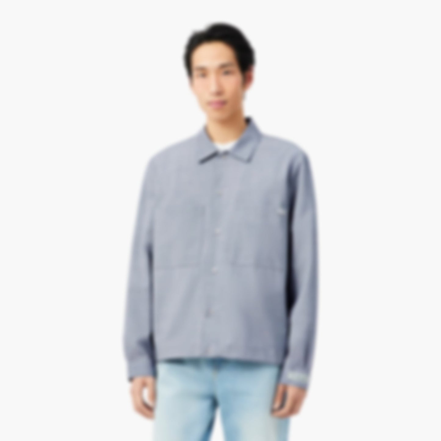 Oversized Wool Blend Overshirt - Light Grey