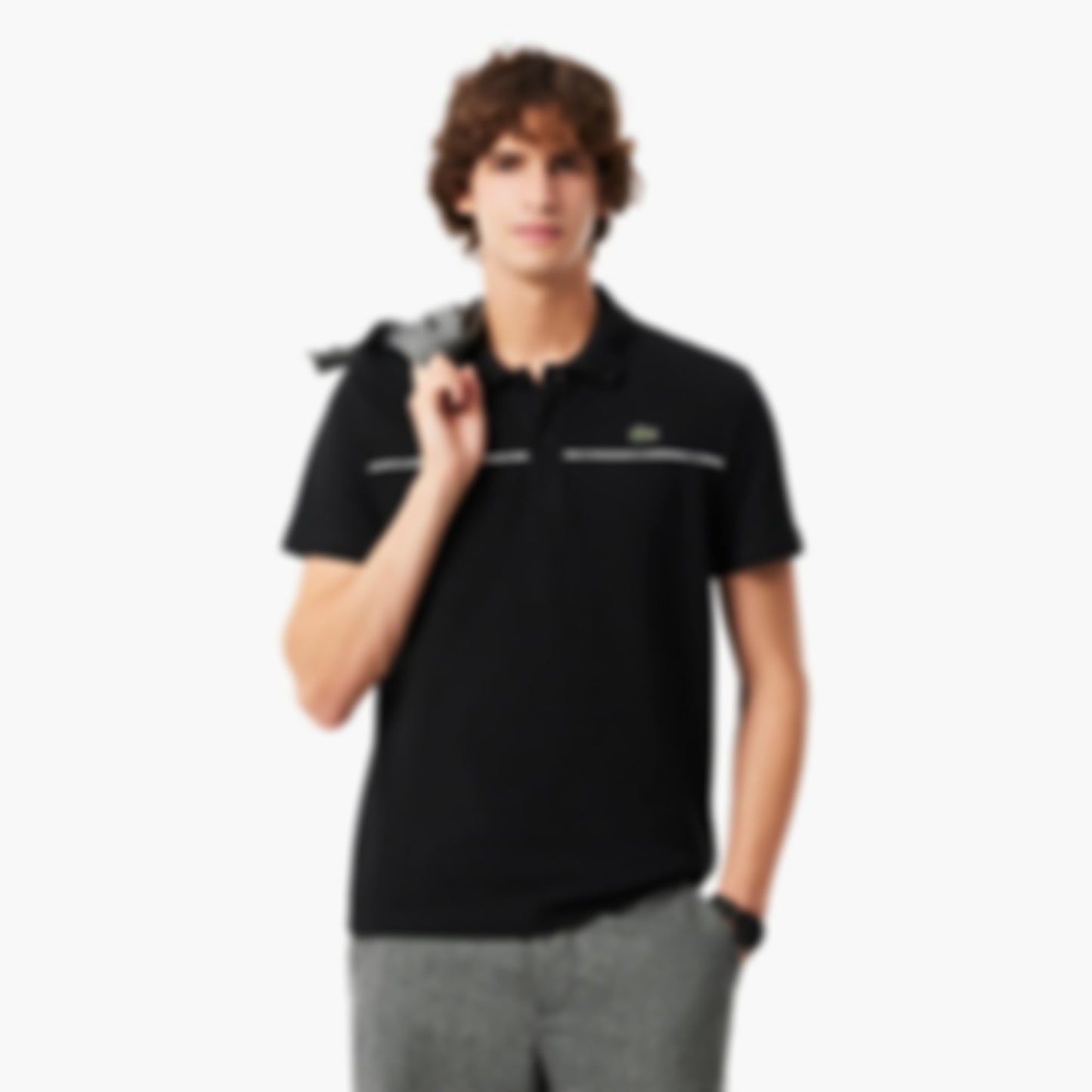 Men's Regular Fit Logo Trim L.12.12 Polo - Black