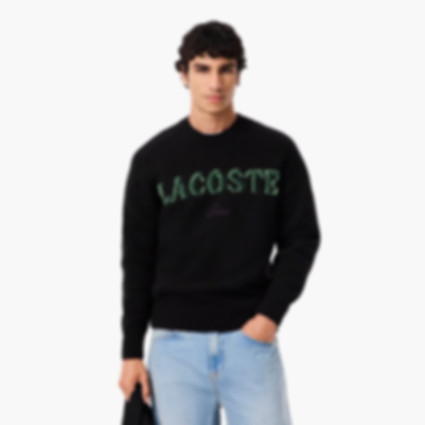 Men's Intarsia Branded Wool Sweater - Black / Green