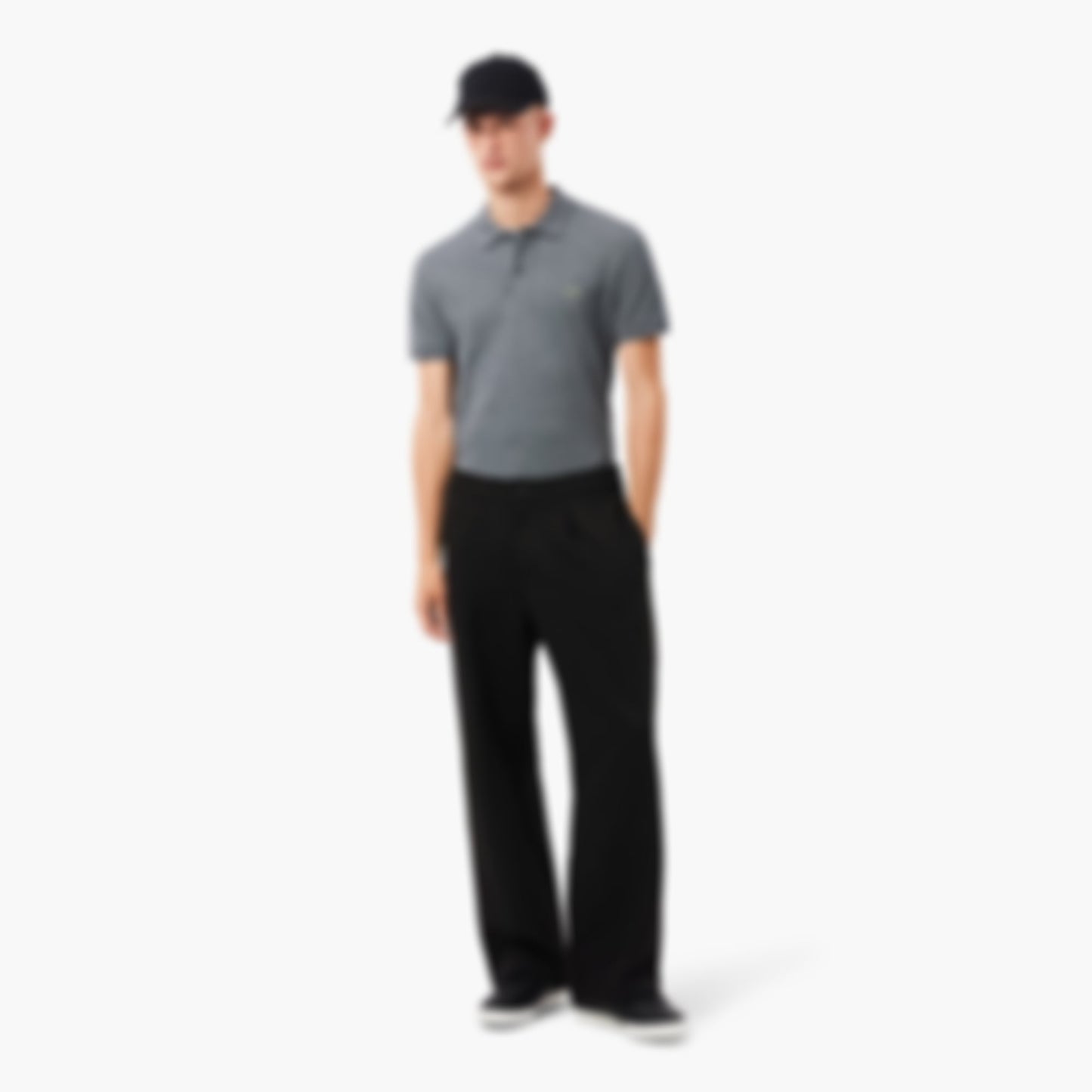 Men's Loose Fit Piqué Pleated Pants - Black