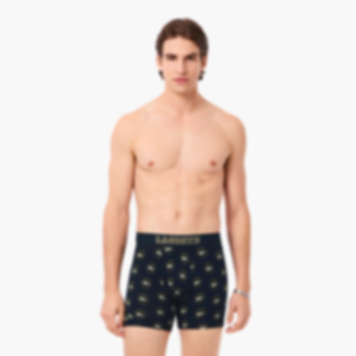 Men's Printed Stretch Cotton Boxer Briefs - Bleu Marine / Vert Kaki / Blanc