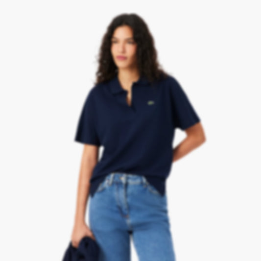 Women's Relaxed Fit Piqué Polo - Navy Blue