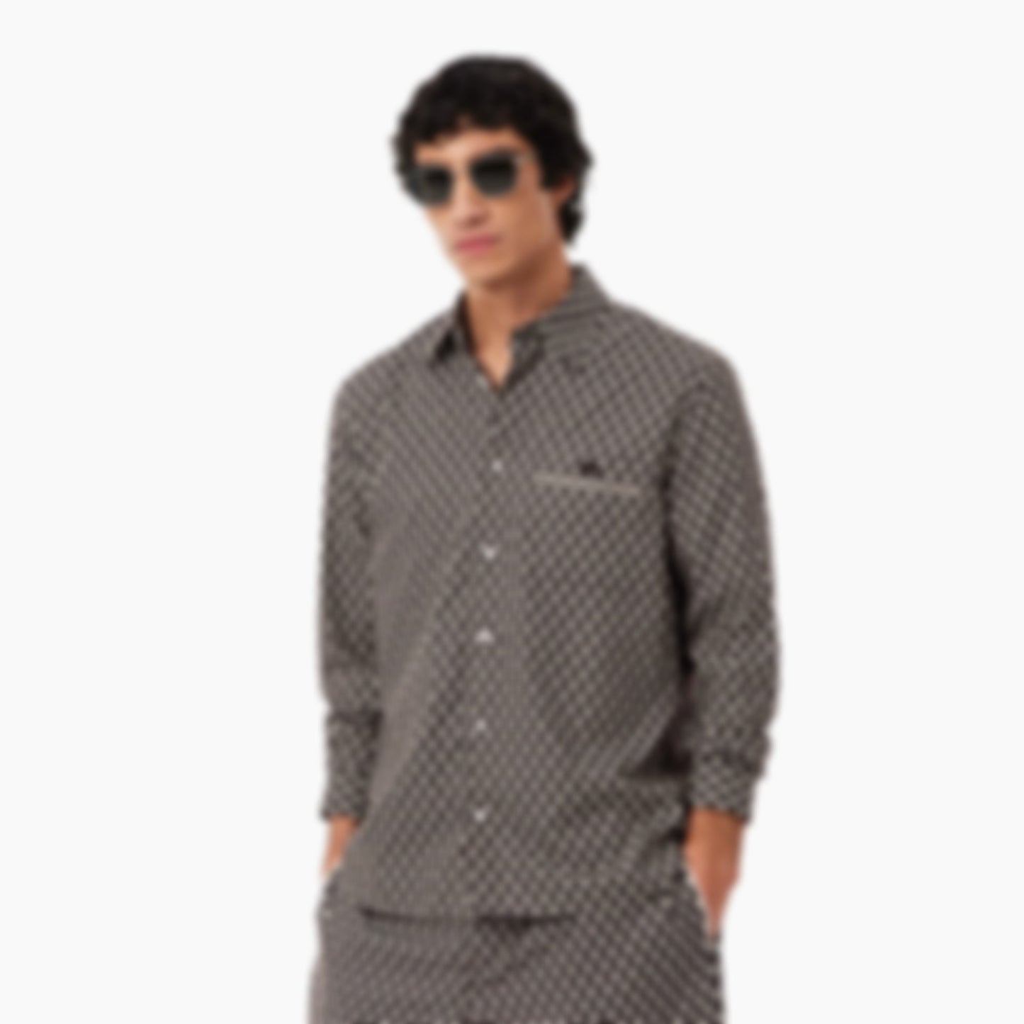 Regular Fit Printed Cotton Shirt - Marron / Beige