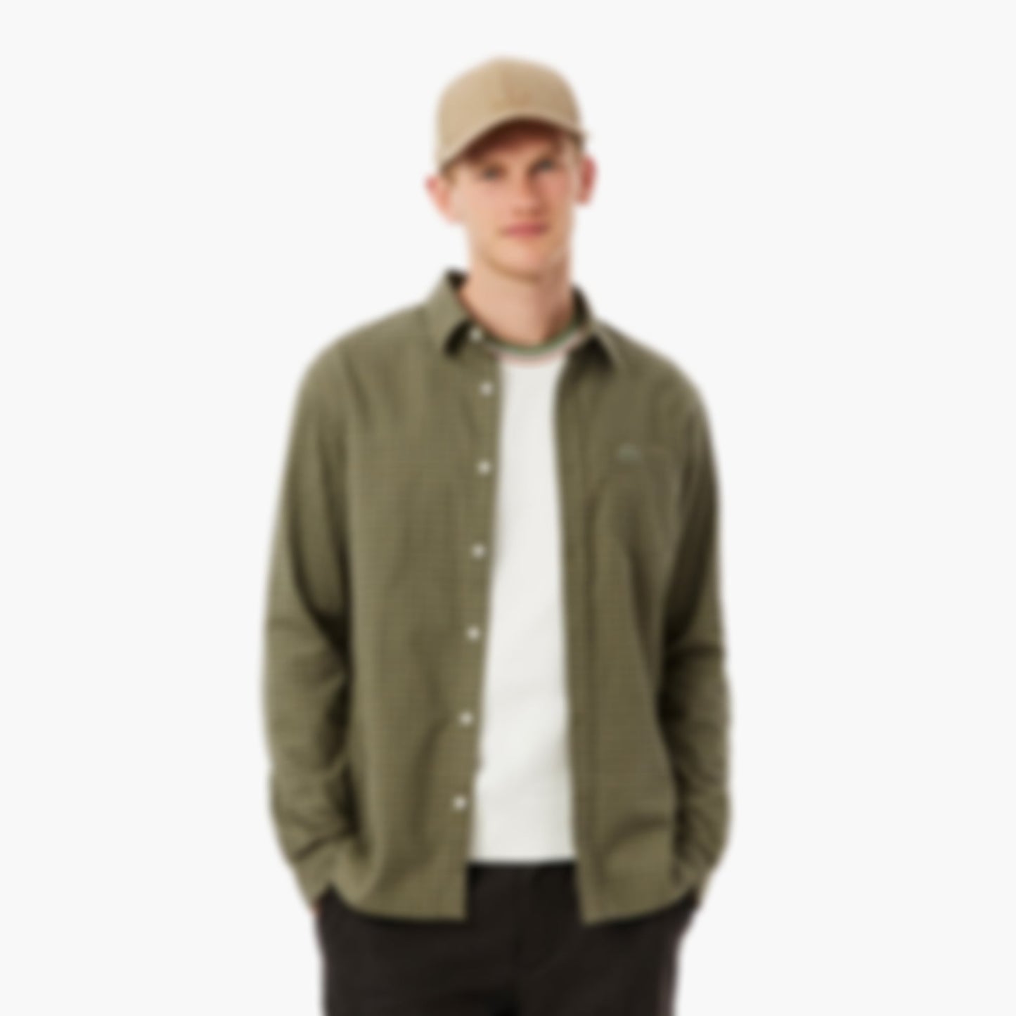 Men's Regular Fit Plaid Flannel Shirt - Khaki Green / Green