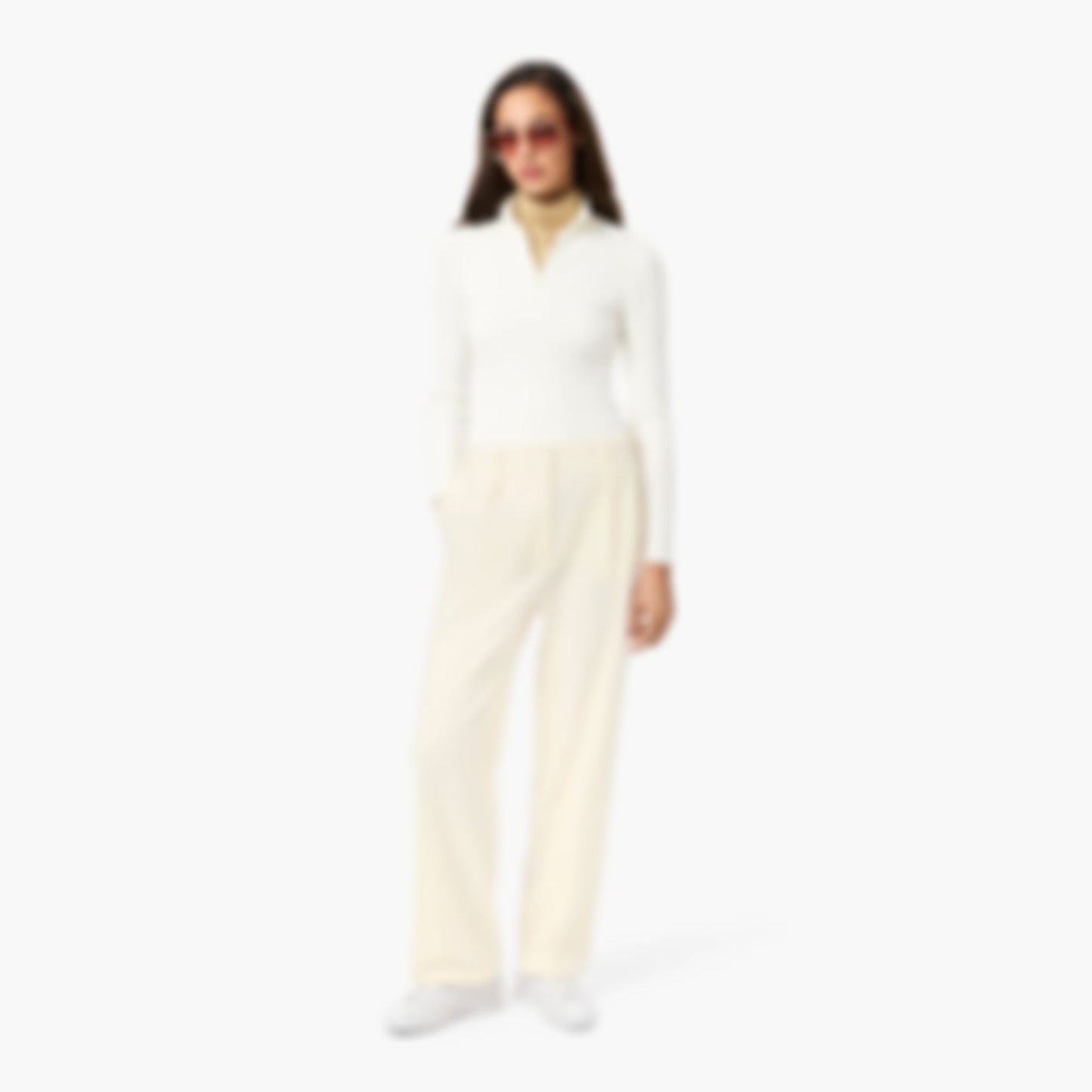 Women's Oversized Pleated Flannel Pants - Cream
