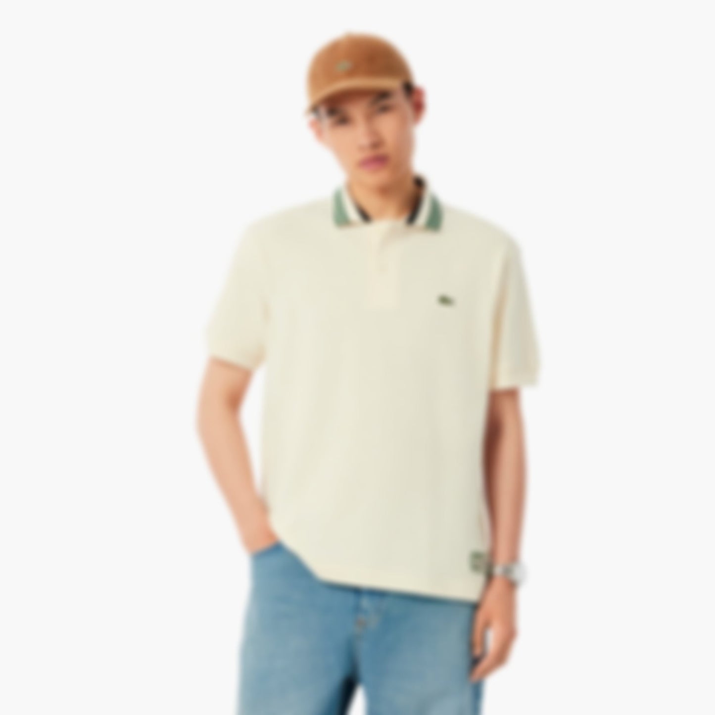 Men's Made In France Classic Fit Stripe Collar Polo - Cream
