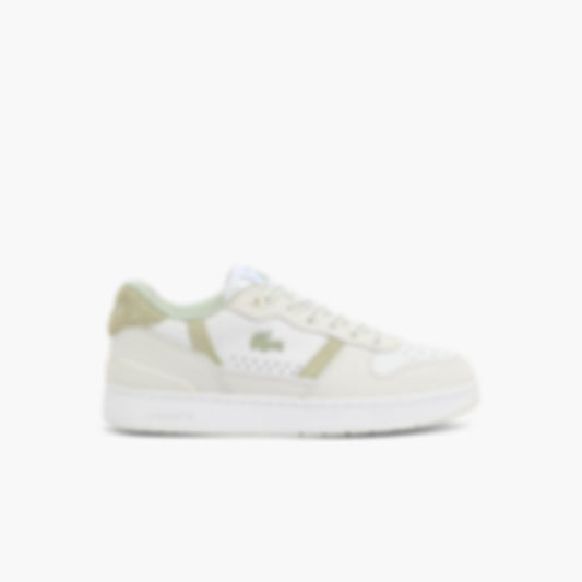 Women's T-Clip Set Leather Sneakers - WHT/LT KHK