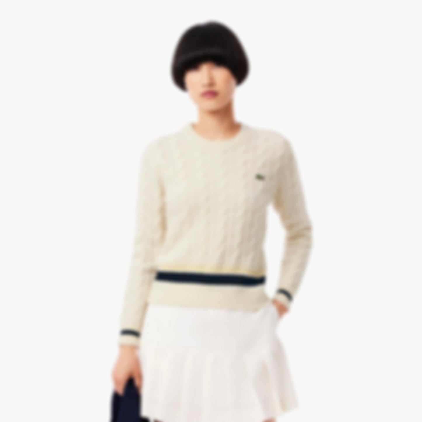 Women's Cable Knit Wool Sweater - Cream