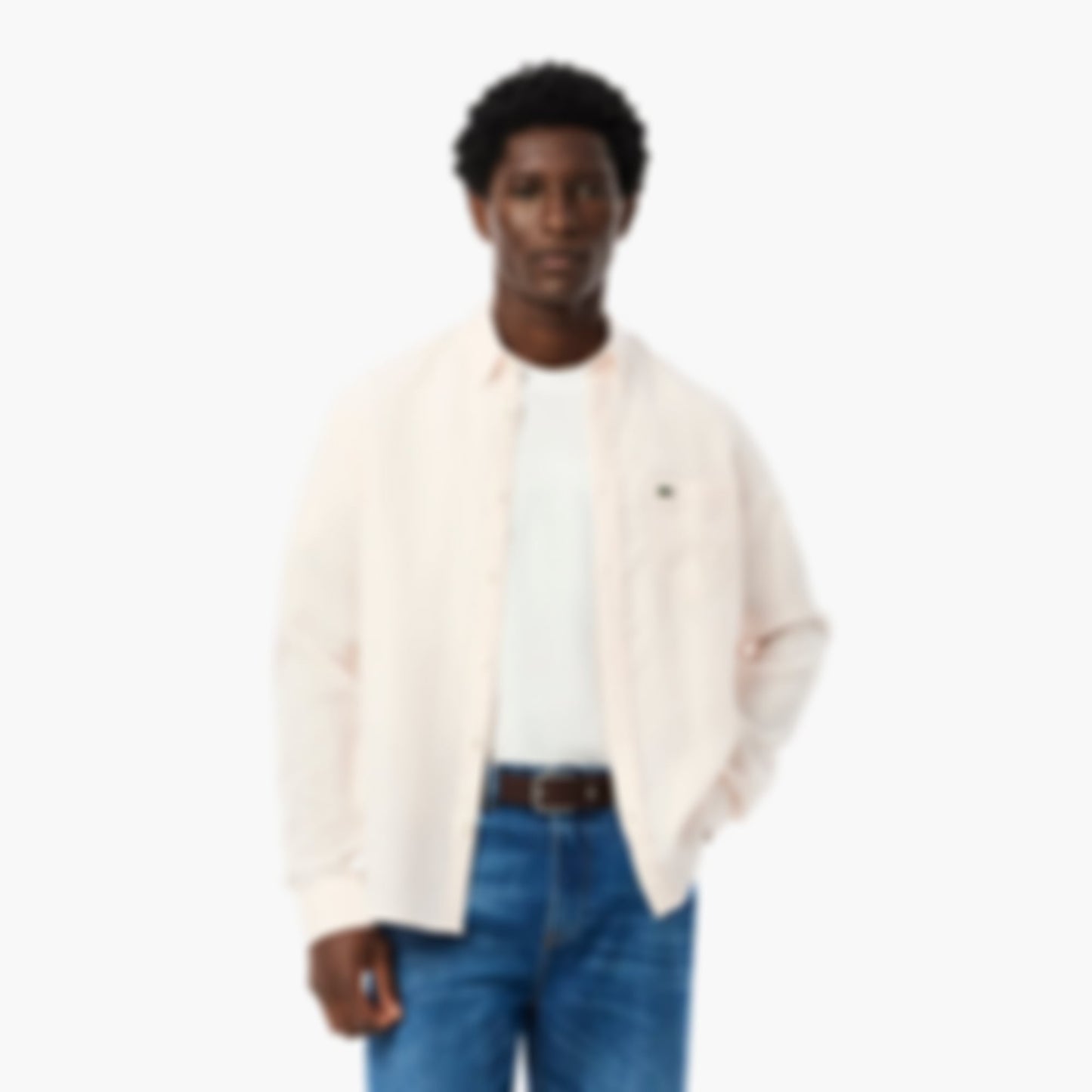 Men's Regular Fit Striped Linen Shirt - White / Light Pink