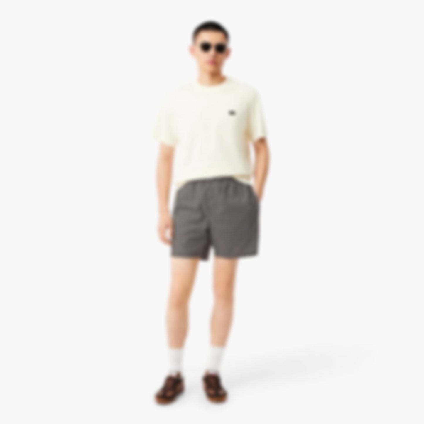 Relaxed Fit Printed Cotton Blend Shorts - Marron / Beige