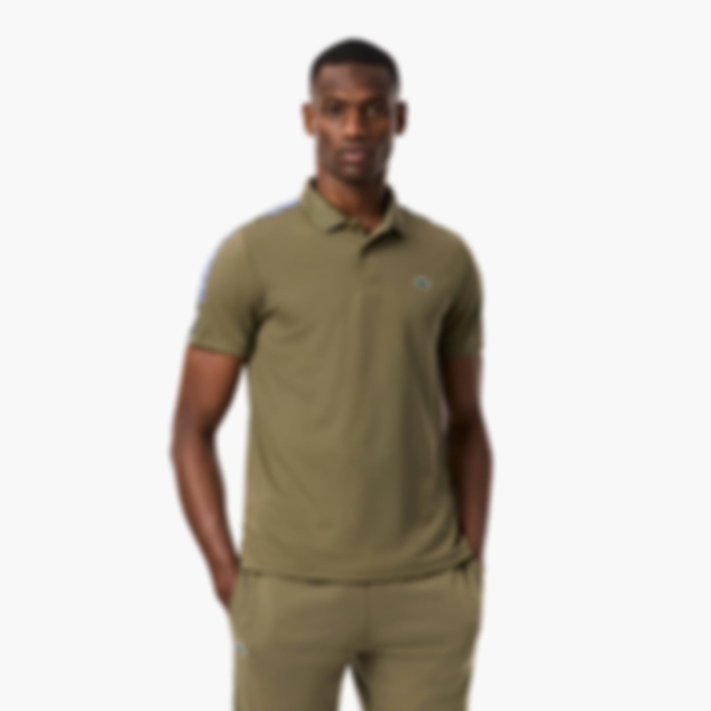 Men's Ultra Dry Branded Stripe Tennis Polo - Khaki Green