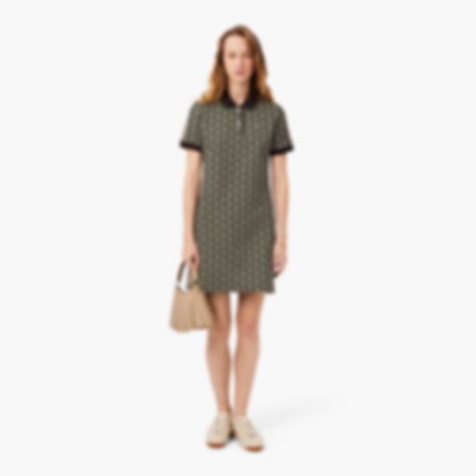 Women's Slim Fit Monogram Polo Dress - Marron / Jaune