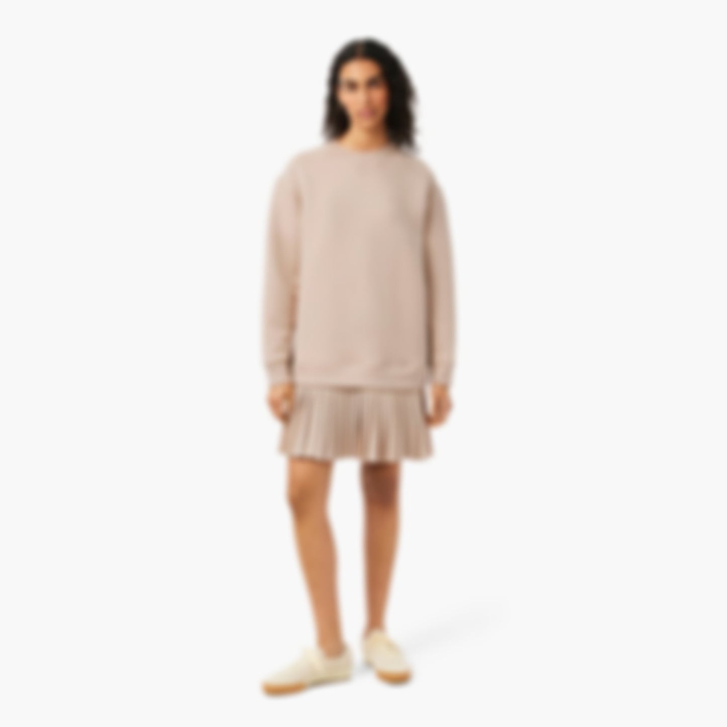 Oversized Cotton Sweatshirt Dress - Beige