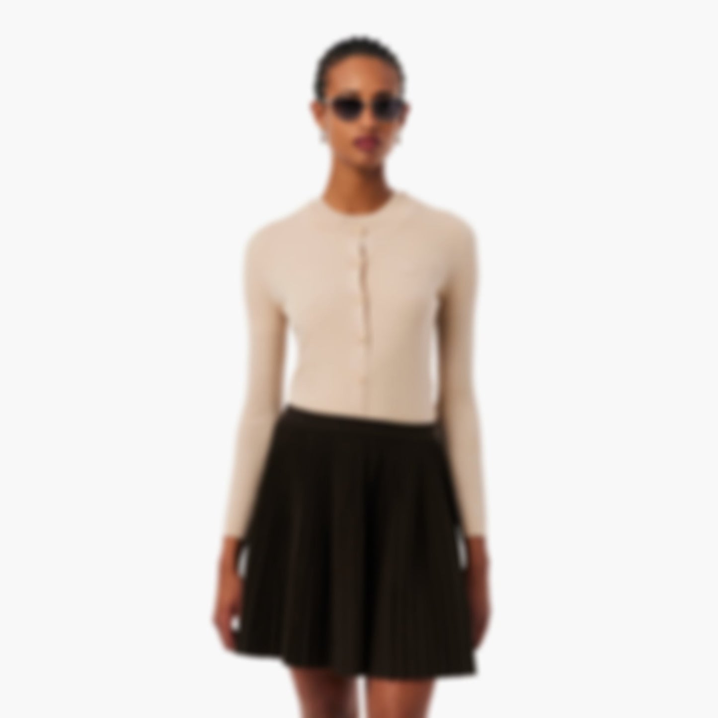 Women's Rib Knit Merino Wool Cardigan - Beige