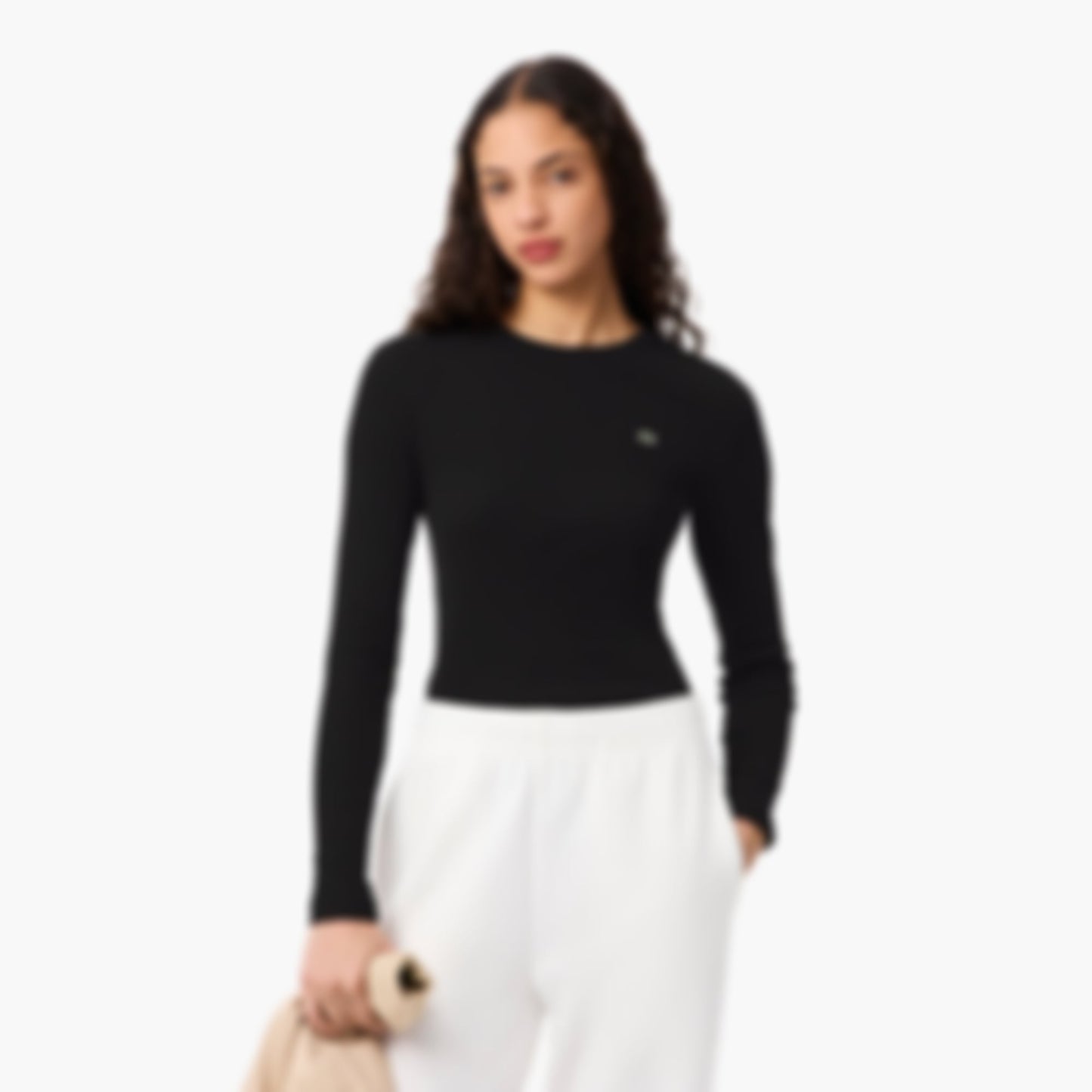 Women's Slim Fit Ribbed Cotton T-Shirt - Black