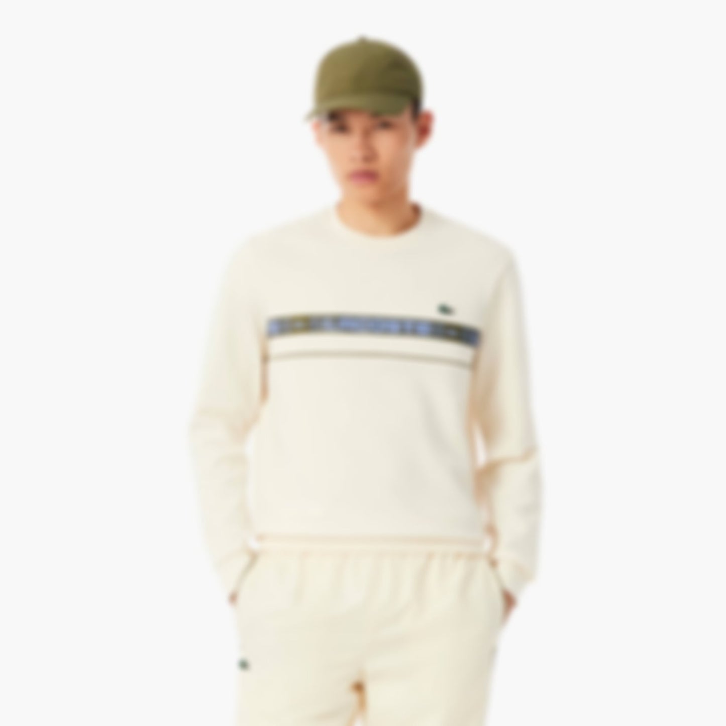 Men's Branded Stripe Tennis Sweatshirt - Cream