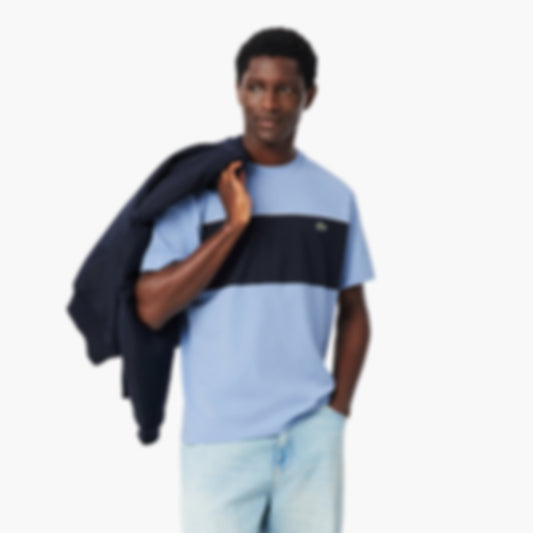 Colorblock Cotton T-Shirt - Bleu Clair / Noir