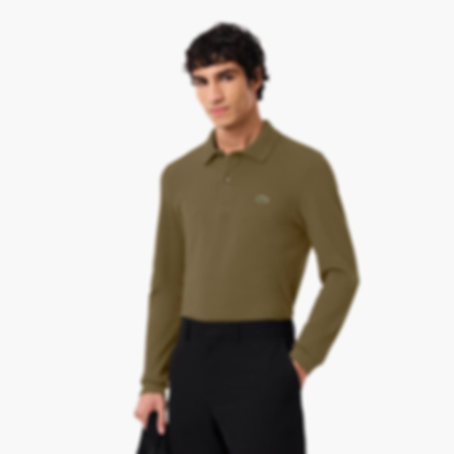 Men's Slim Fit L.12.12 Long Sleeve Polo - Khaki Green
