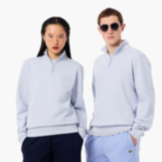 High Neck Embossed Zipped Sweatshirt - Phoenix blue