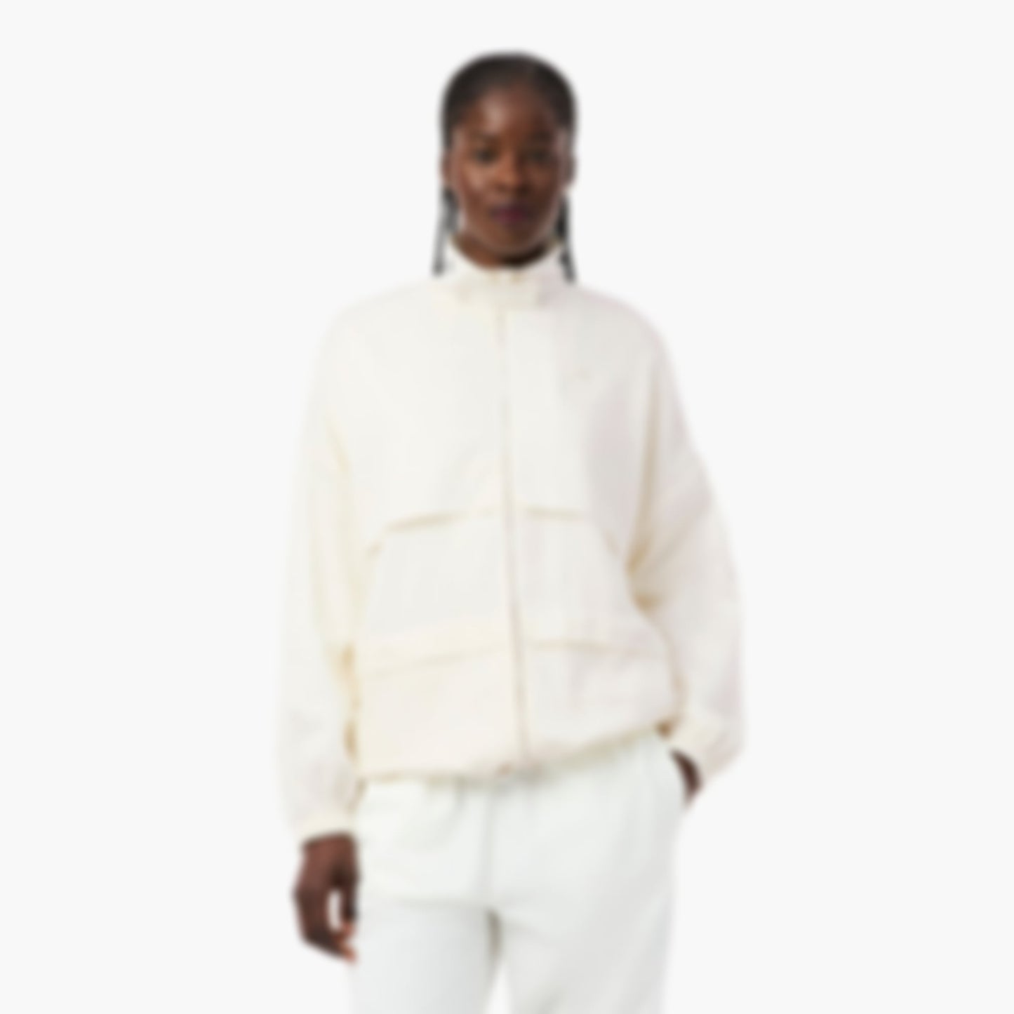 Oversized Linen Blend Track Jacket - White