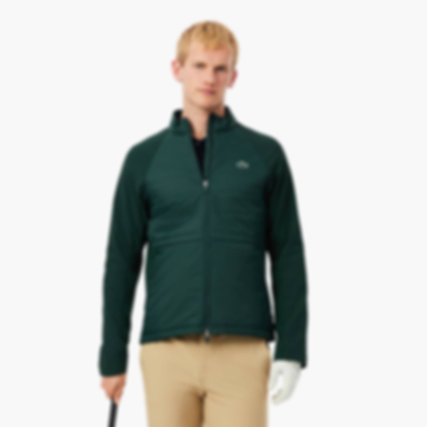 Men's High-Neck Quilted Golf Jacket - Green