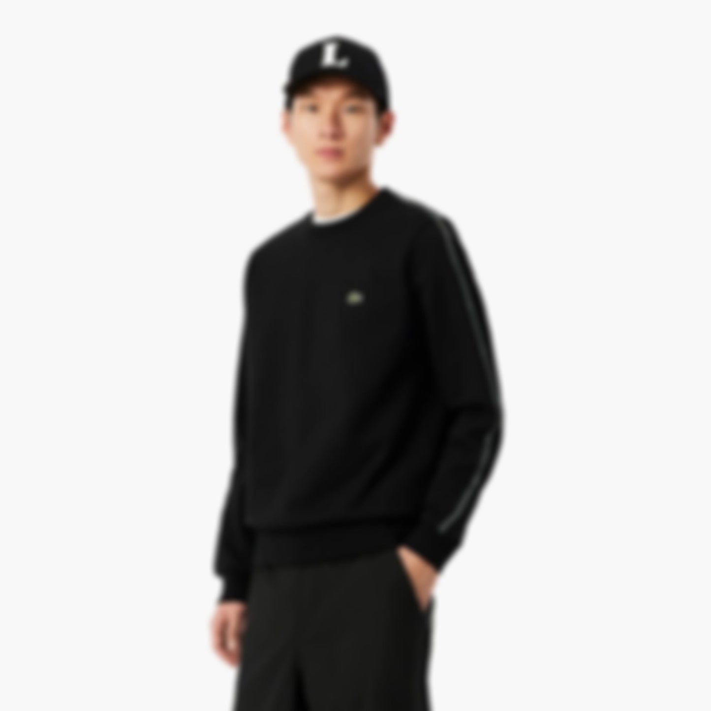 Stripe Band Fleece Sweatshirt - Black