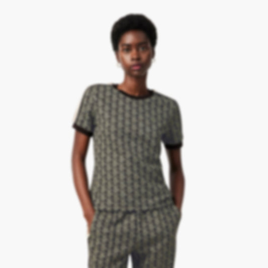 Women's Slim Fit Monogram T-Shirt - Marron / Jaune