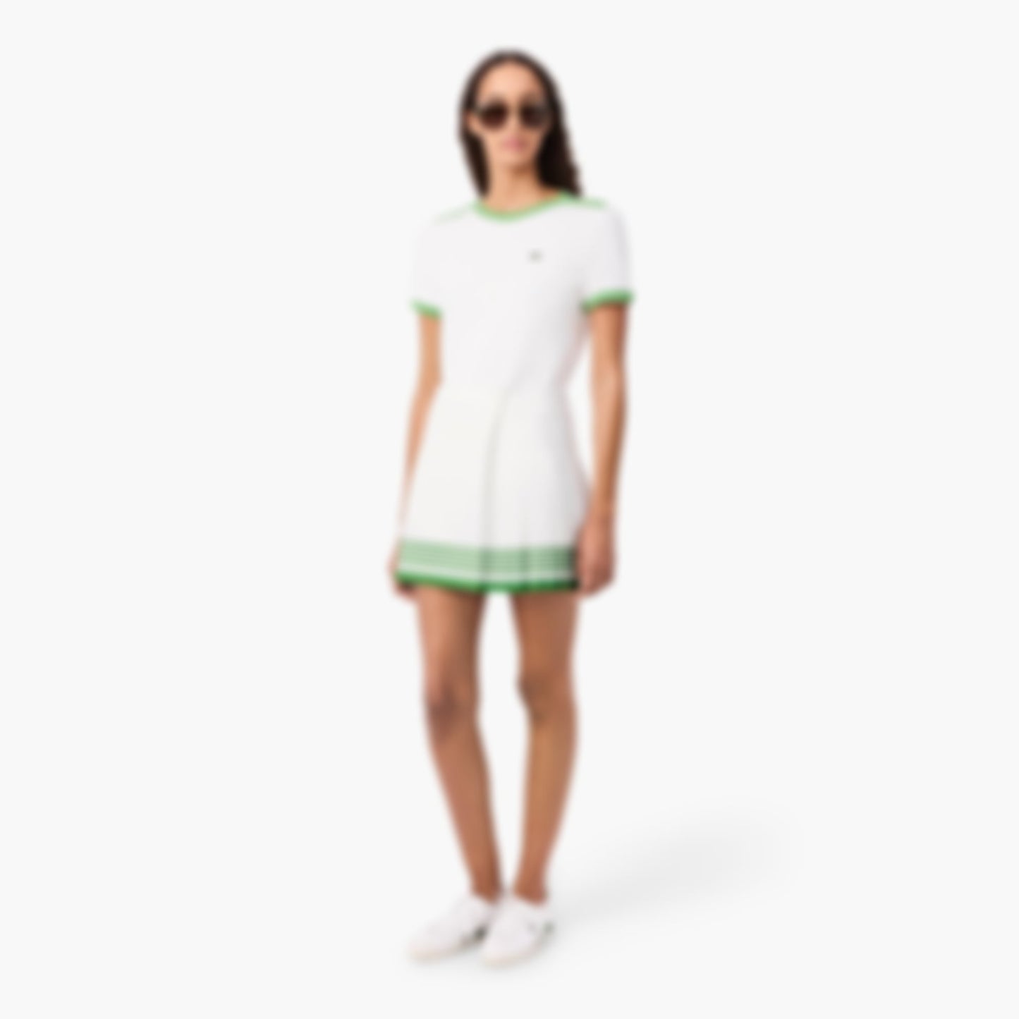 Fluid Crepe Pleated Skirt - Blanc / Vert