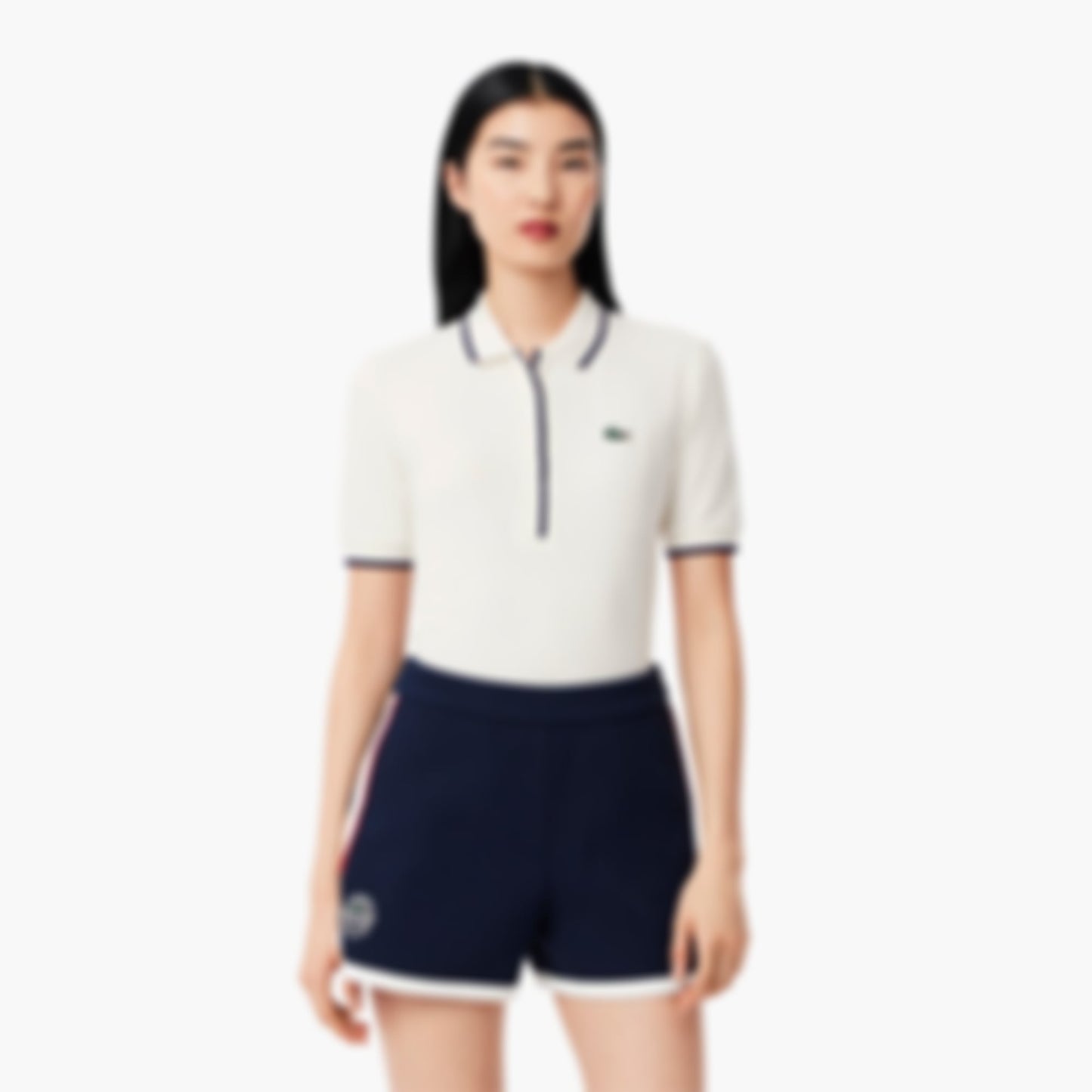 Women's Regular Fit Tennis Thermo-Regulating Polo - White / Navy Blue