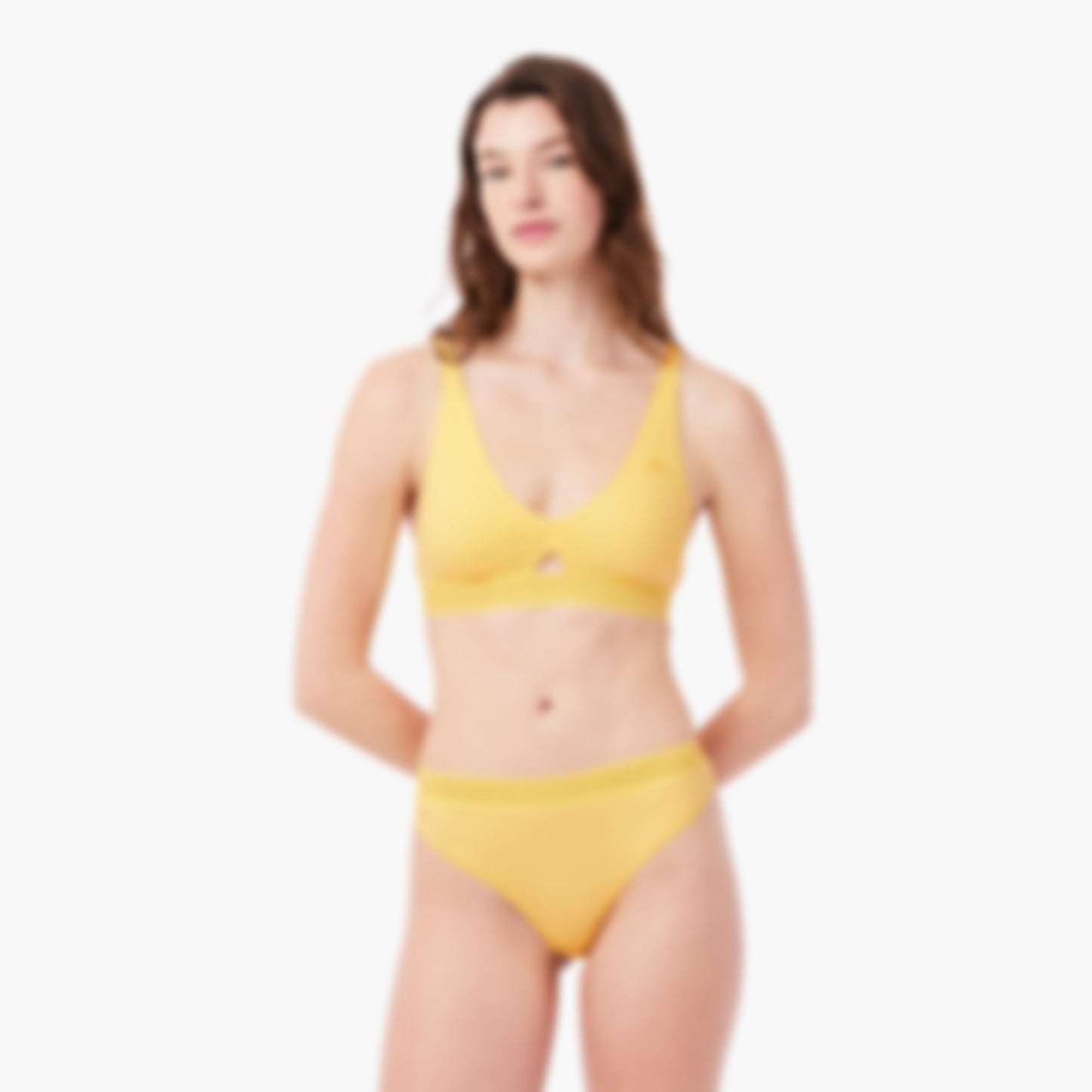 Perforated Band Microfiber Bra - Pastel yellow