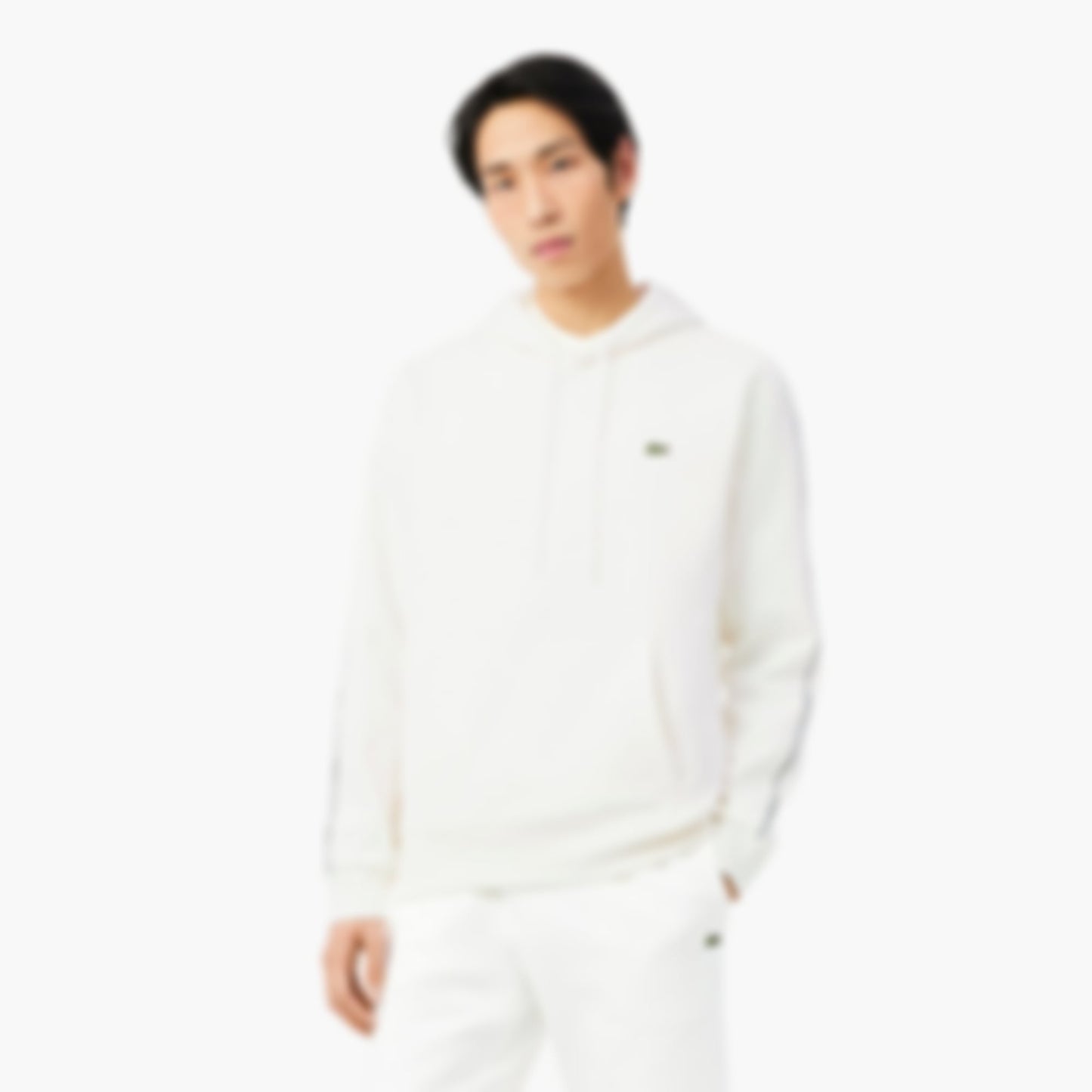 Logo Stripe Zipped Hoodie - White