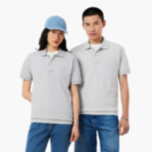 Classic Fit Embossed Branding Polo - Light Grey