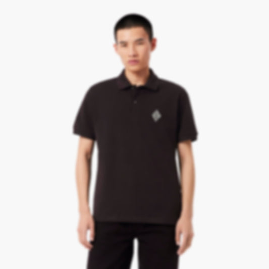 Classic Fit Badge Accent Piqué Polo - Brown