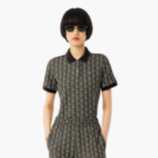 Women's Slim Fit Monogram Polo - Marron / Jaune