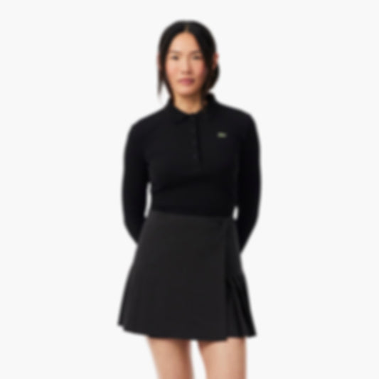 Women's Slim Fit L.12.D Ribbed Cotton Polo - Black