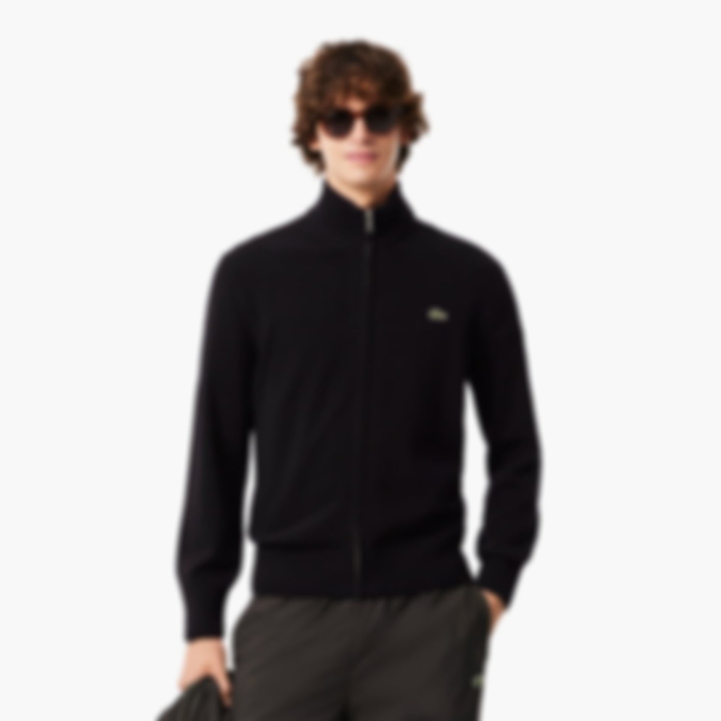 Men's Wool Zip-Up Sweater - Black