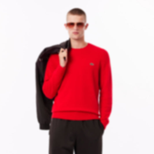 Men's 3D Knit Cashmere Crew Neck Sweater - Red