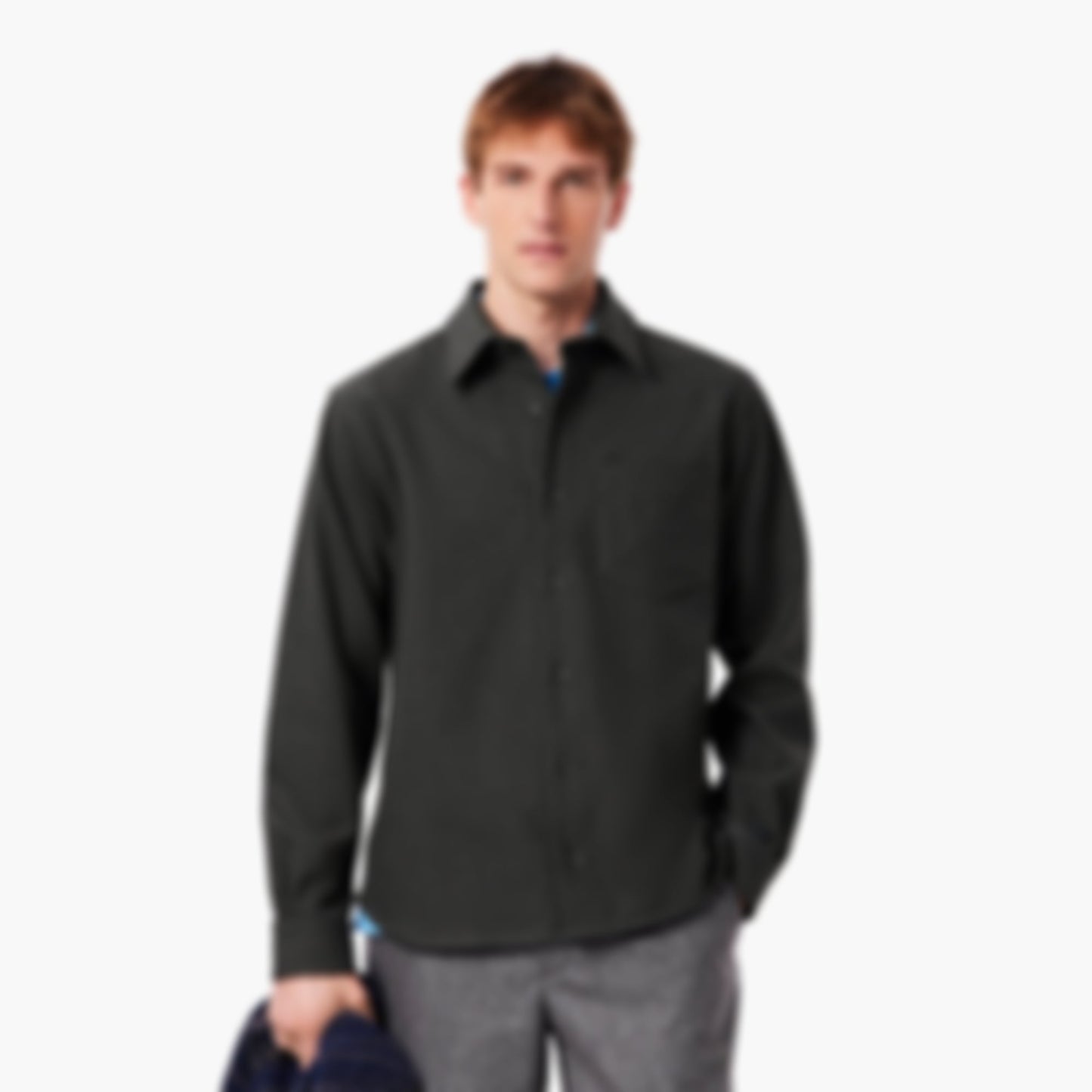 Men's Oversized Double Face Overshirt - Grey pitch