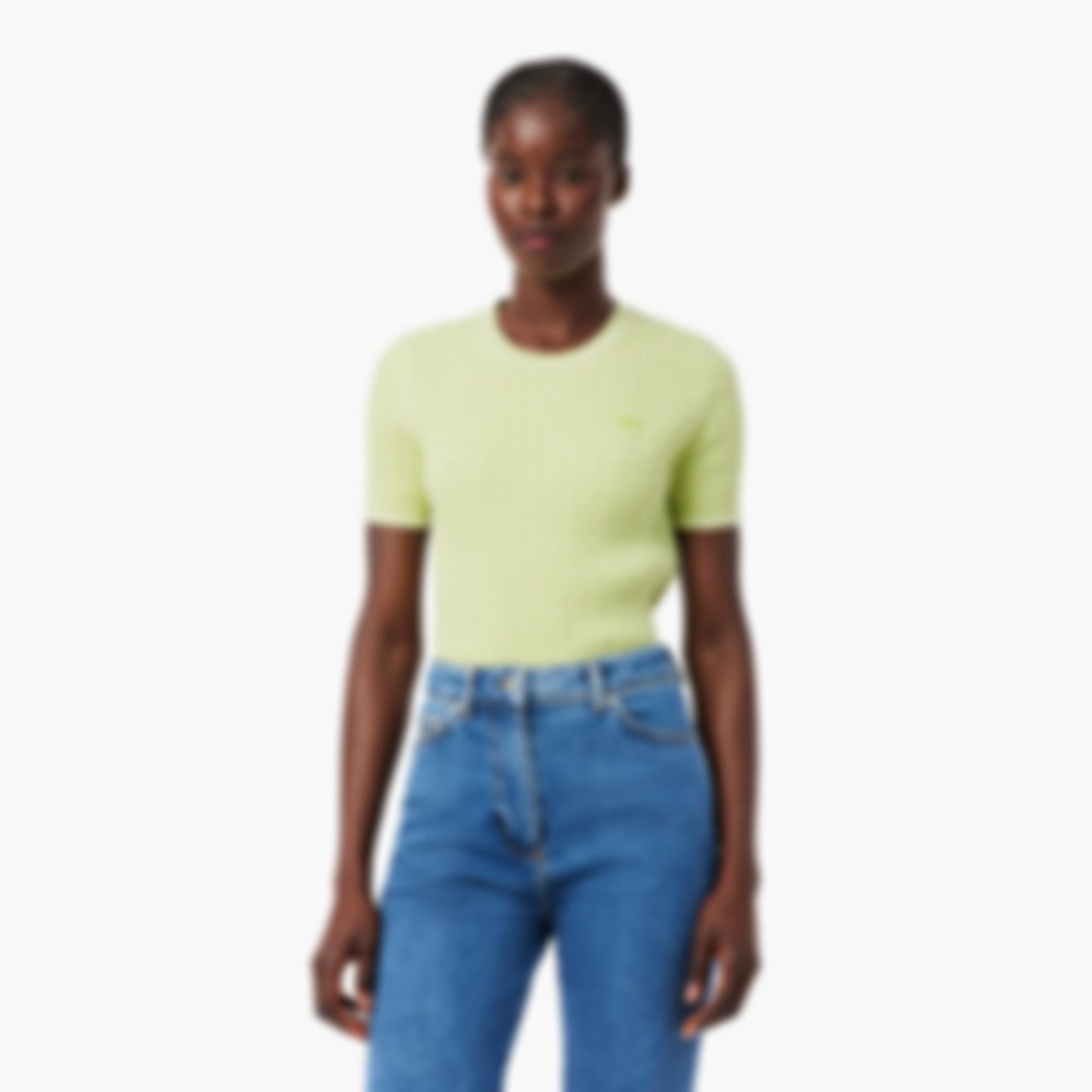 Short Sleeved Cable Knit Sweater - Green