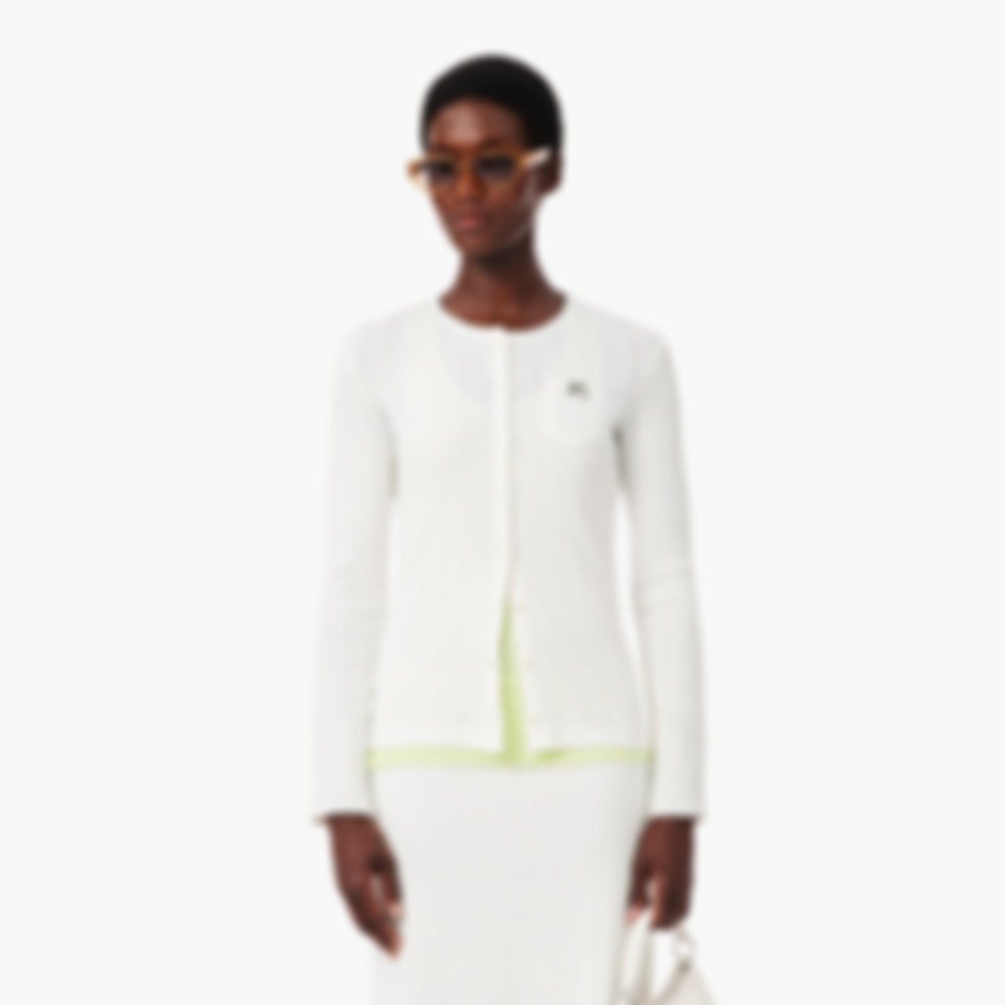 Slim Fit Pointelle Cardigan - White