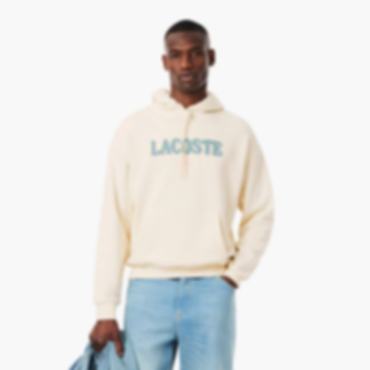 Men's Loose Fit Embroidered Hoodie - Cream
