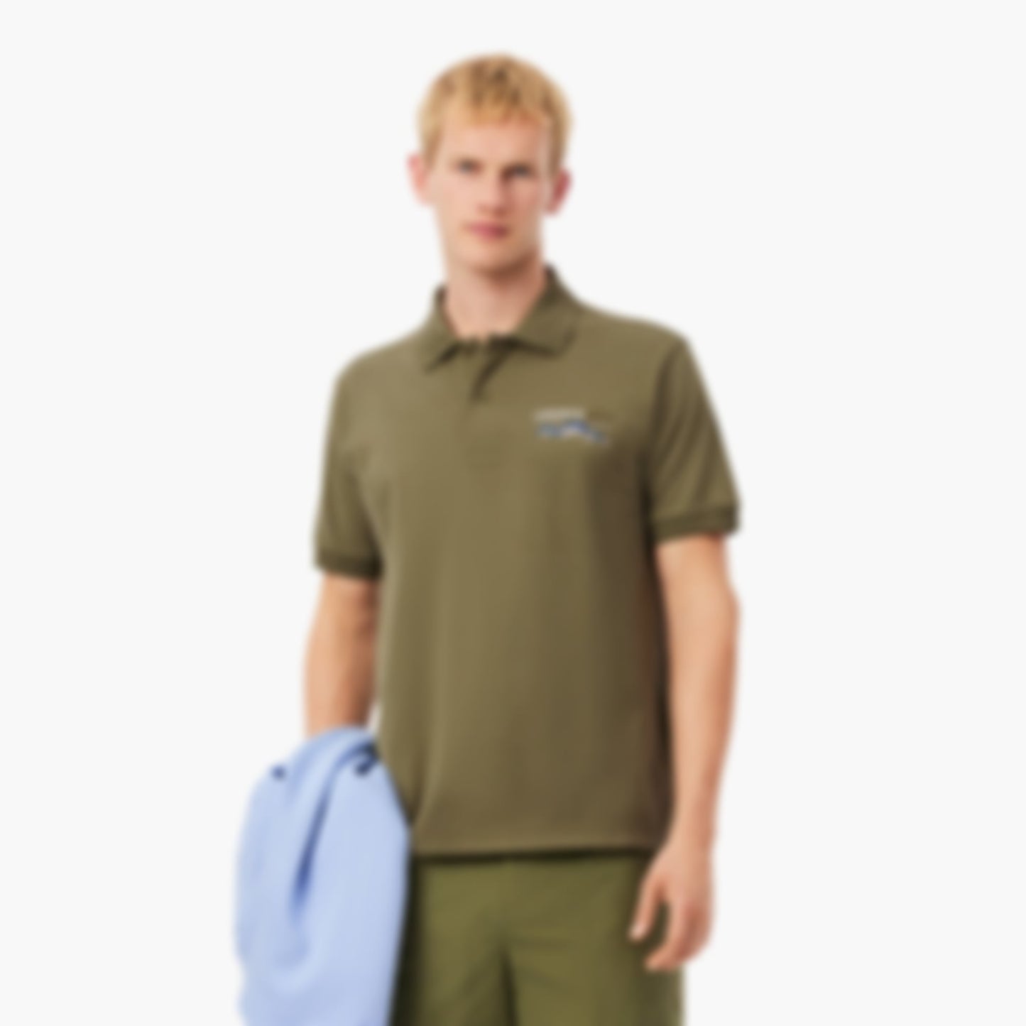 Men's Classic Fit Embroidered Motif Piqué Polo - Khaki Green