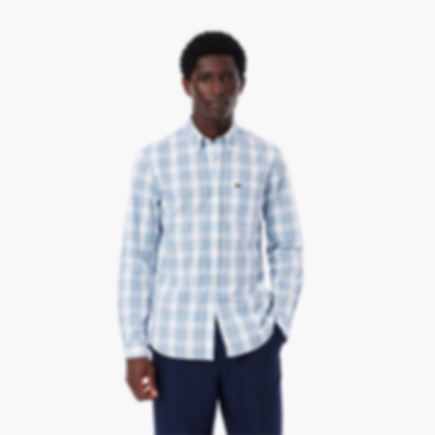 Men's Slim Fit Stretch Plaid Shirt - White / Blue / Navy Blue