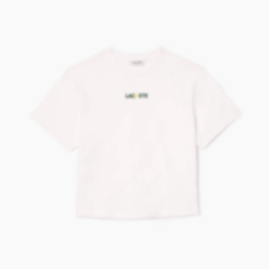 Women's Oversized Ball Print Cotton T-Shirt - White