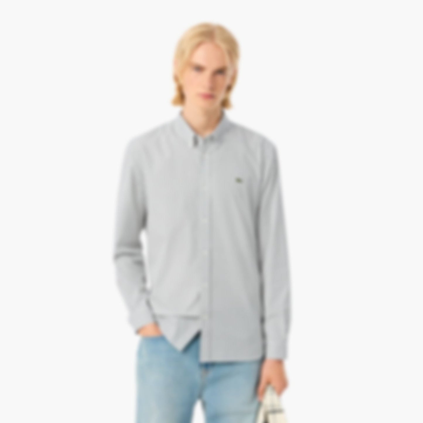 Men's Regular Fit Striped Pinpoint Shirt - White / Green
