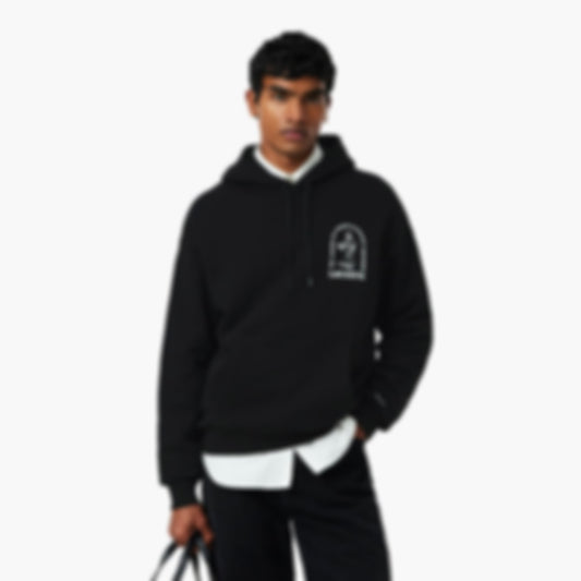 Loose Fit Printed Hoodie - Black
